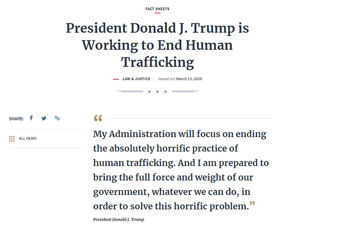 142)  #Qanon posted a link to this page which outlines the steps the President is taking to end human trafficking.  https://www.whitehouse.gov/briefings-statements/president-donald-j-trump-working-end-human-trafficking/