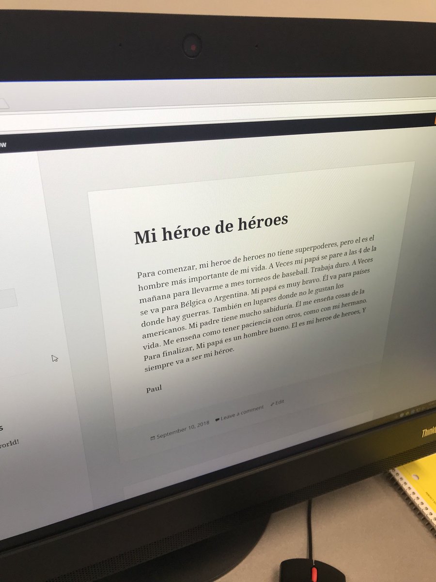 marthaca82's tweet image. Our first community blog using @edublogs !! Learners created a personal blog to write about their real life hero. Thank you @SraIbarra17 for setting the blog! You are awesome !! Somos #katyisdlote #bloggeros #FantheFlame #heritagelearners #soysjh #sjhcats