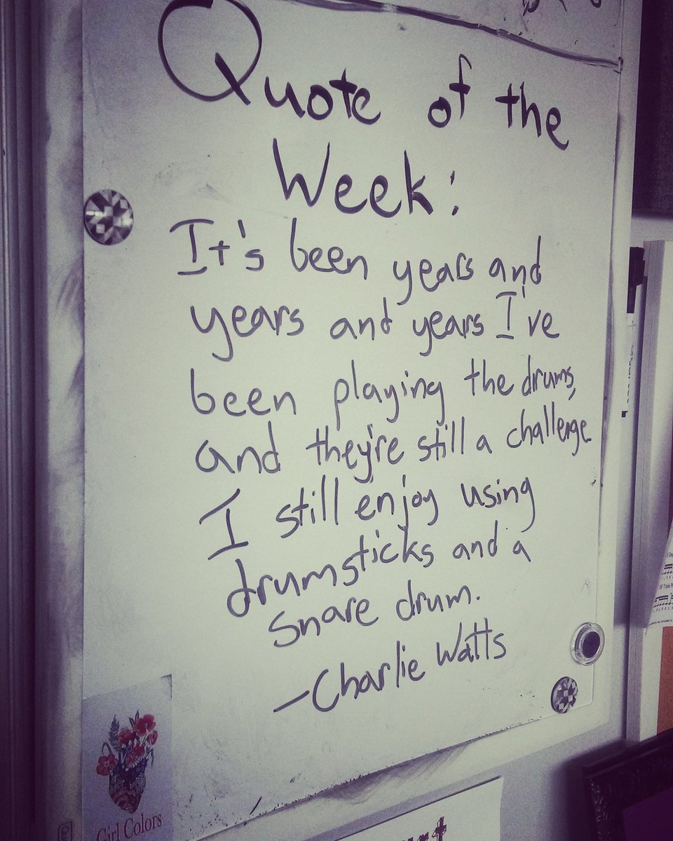 smithpercussion's tweet image. Been working through a bunch of Rolling Stones music for Saturday rehearsals at @SoRFortWayne Felt like this Charlie Watts quote was an apt way to begin lessons this week. Hope I can say the same thing about the drums when I get to Charlie's age! #music #quotes #quoteoftheweek
