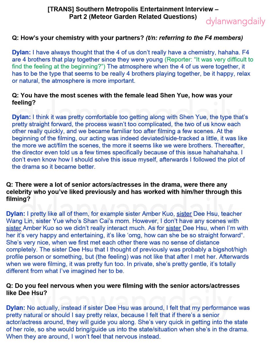 dylanwangdaily's tweet photo. [TRANS] Southern Metropolis Entertainment Interview — Part 2 (Meteor Garden Related Questions) 

👉 Part 1 (More insights of Dylan): https://t.co/ZJYTVE4VSd 

✨Pls credit if repost!
#DylanWang #王鹤棣 https://t.co/i82RFD5fxD