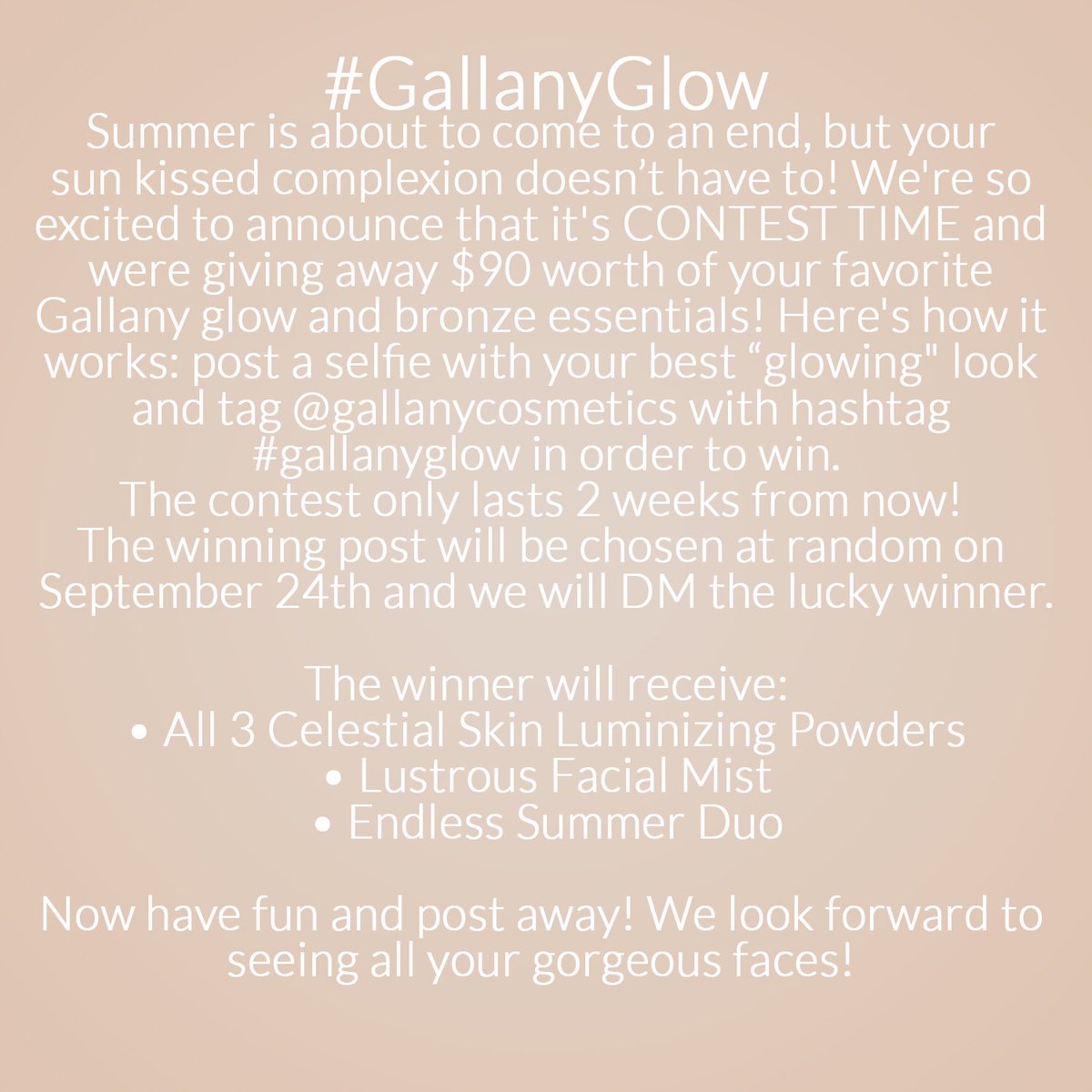 GallanyCos's tweet photo. We’re so excited to announce it’s CONTEST TIME! Read post for details ✨
#gallanyglow #highlighter #glow #glowingskin #skin #giveaway #contest #makeupcontest #makeupgiveaway #makeup #mua #motd https://t.co/gBwPk0WXDN