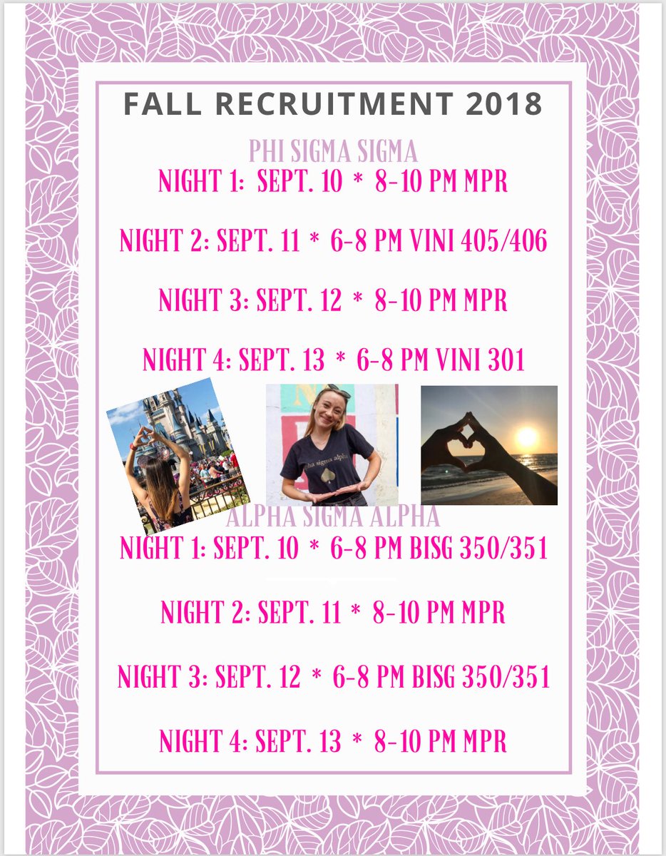 Fall recruitment starts tonight! Bring a friend and check out the sororities on campus for night 1! 💕