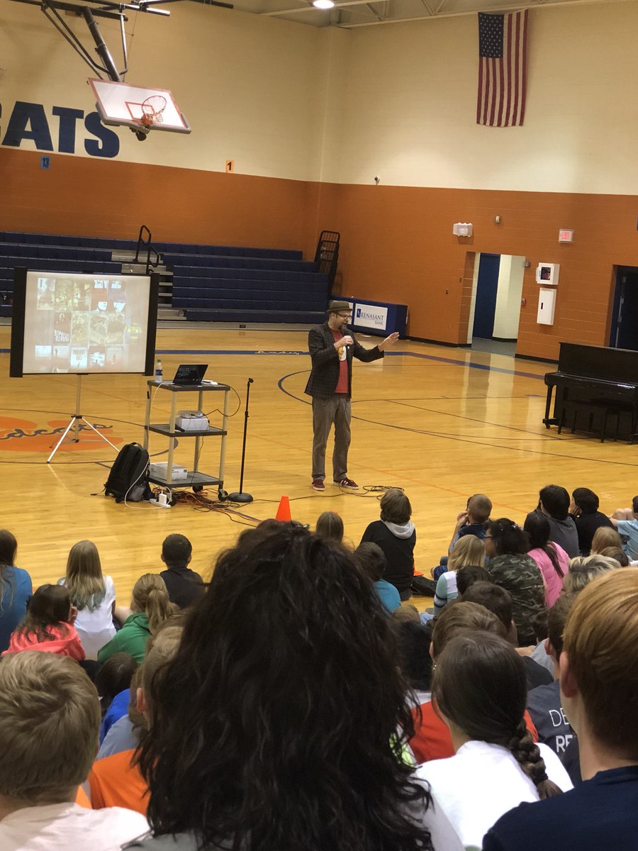 BCSMasterChief's tweet image. Refugee author @AlanGratz speaking to UGMS student body today. @BC_Schools #1READ #BCSROCKS