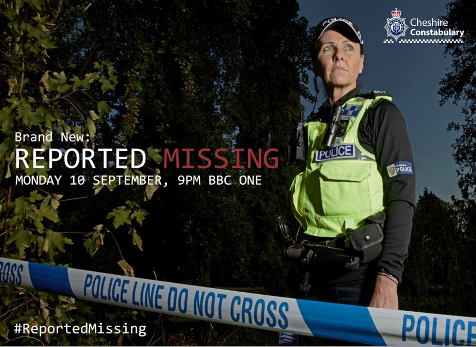 cheshirepolice's tweet image. Don't forget the new series of #ReportedMissing starts in 30 minutes on @BBCOne... ⏰