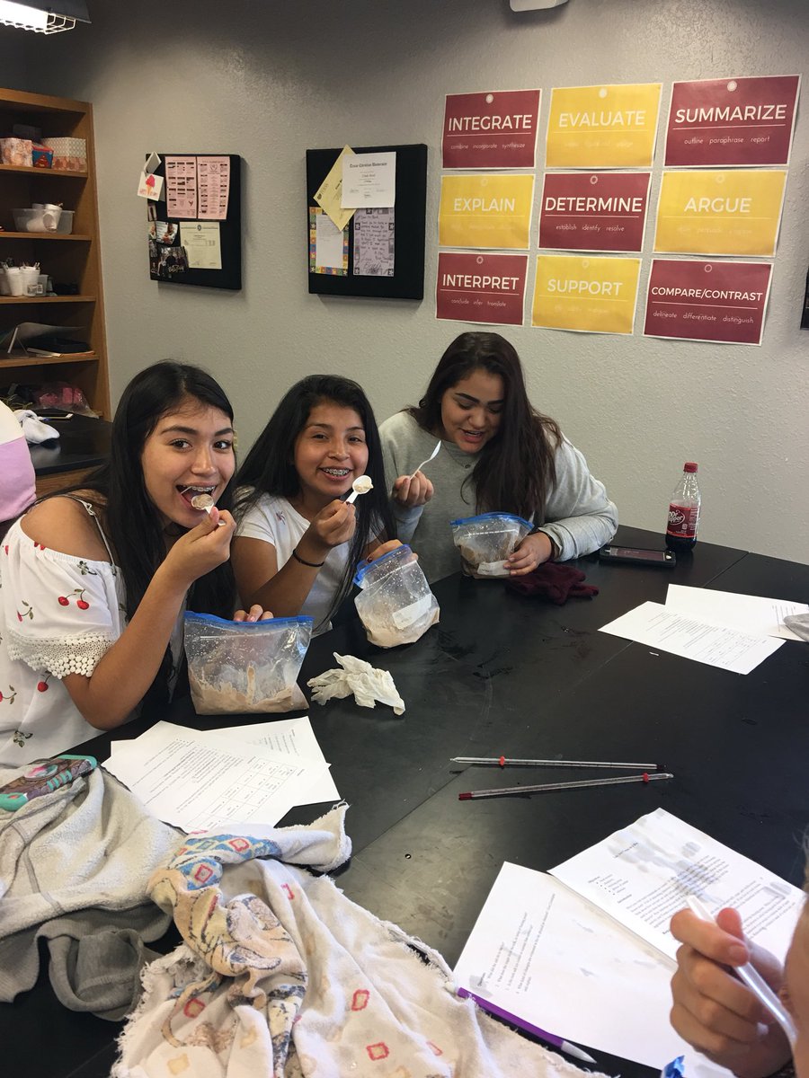 science_007's tweet photo. Ice cream in a bag lab. #physicalscience #freshmen #freezingpointdepression @ChadOPugh @D_Up_D_Up @CHSReds https://t.co/0M9NpZRfbT