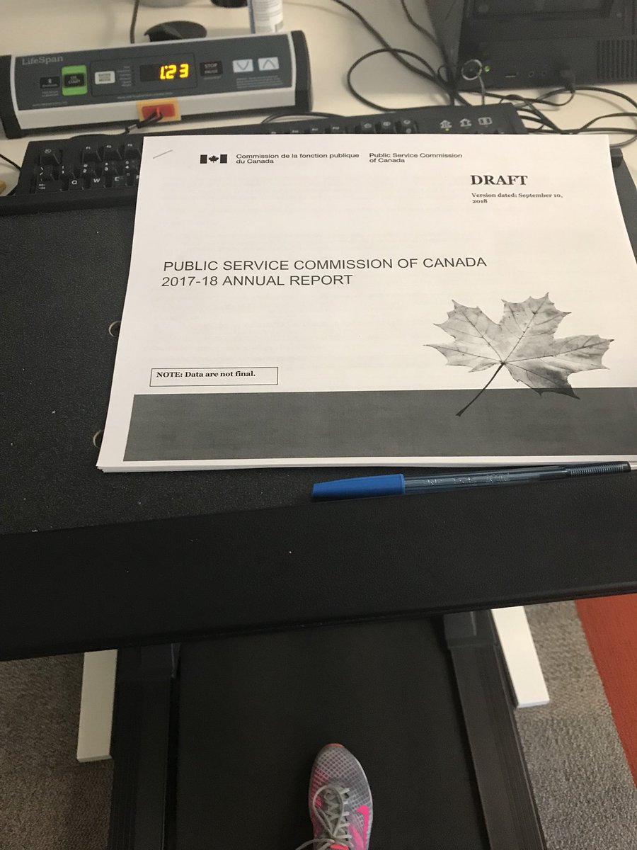 maidment_leanne's tweet photo. Reviewing the latest draft of the PSCโs annual report while using the Active Workstation @PSCofCanada @CFPduCanada #ActiveWorkstation #GCInnovation https://t.co/jazLi5XoQo