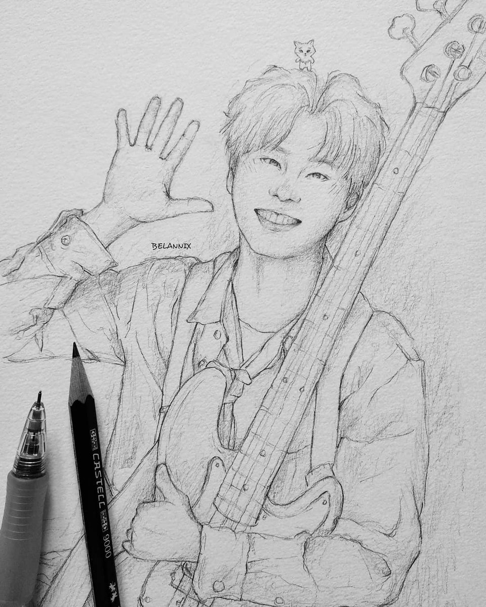 belannix's tweet photo. My warm up doodles never really end up being warm ups... 🦊 I can't believe it's been 3 years since this band started sharing their talent with us. I hope they'll continue growing and making amazing music for many more to come @Jae_Day6 #3YearsWithDay6 #YouMakeMyDay https://t.co/gf8nznE46W