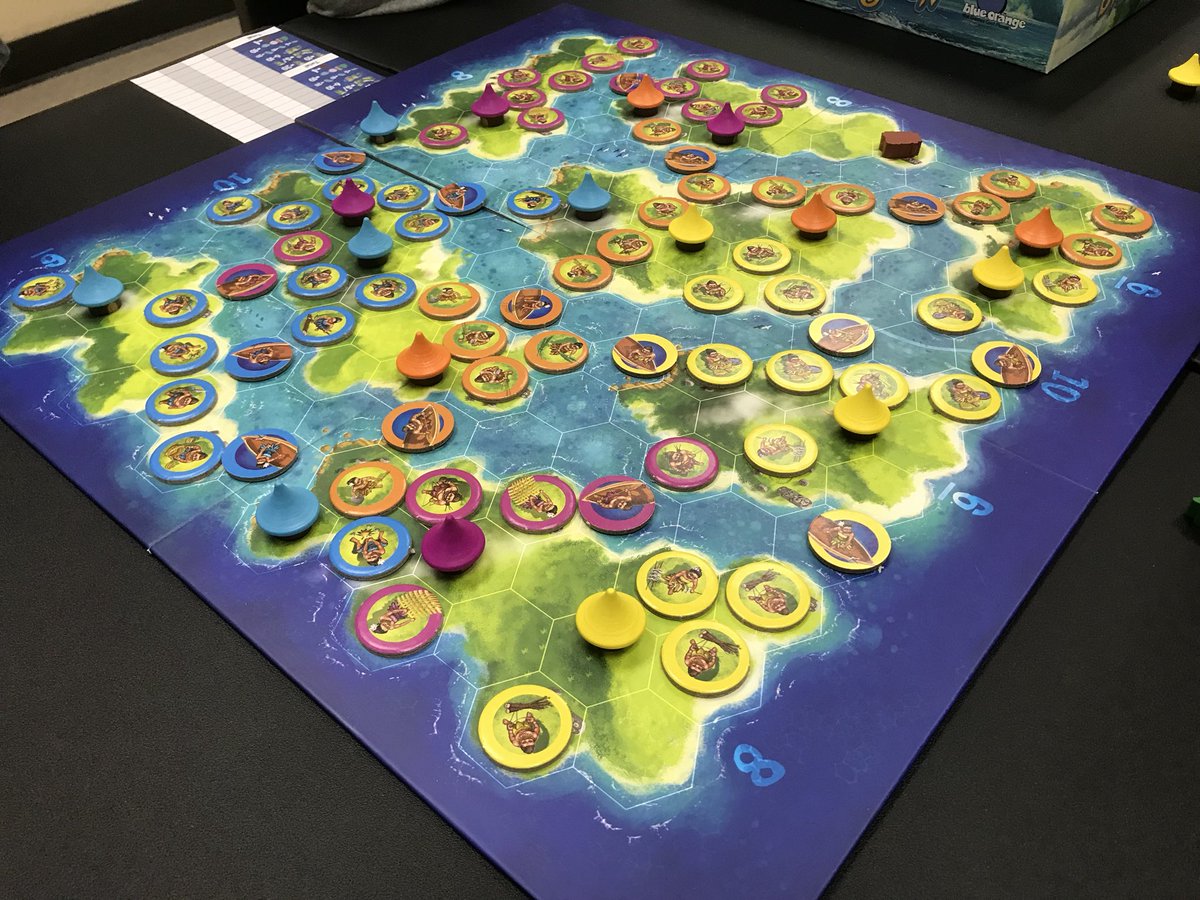 Blue Lagoon at board game club. “Wait, whose turn is it?” has been asked at least 6 million times.
