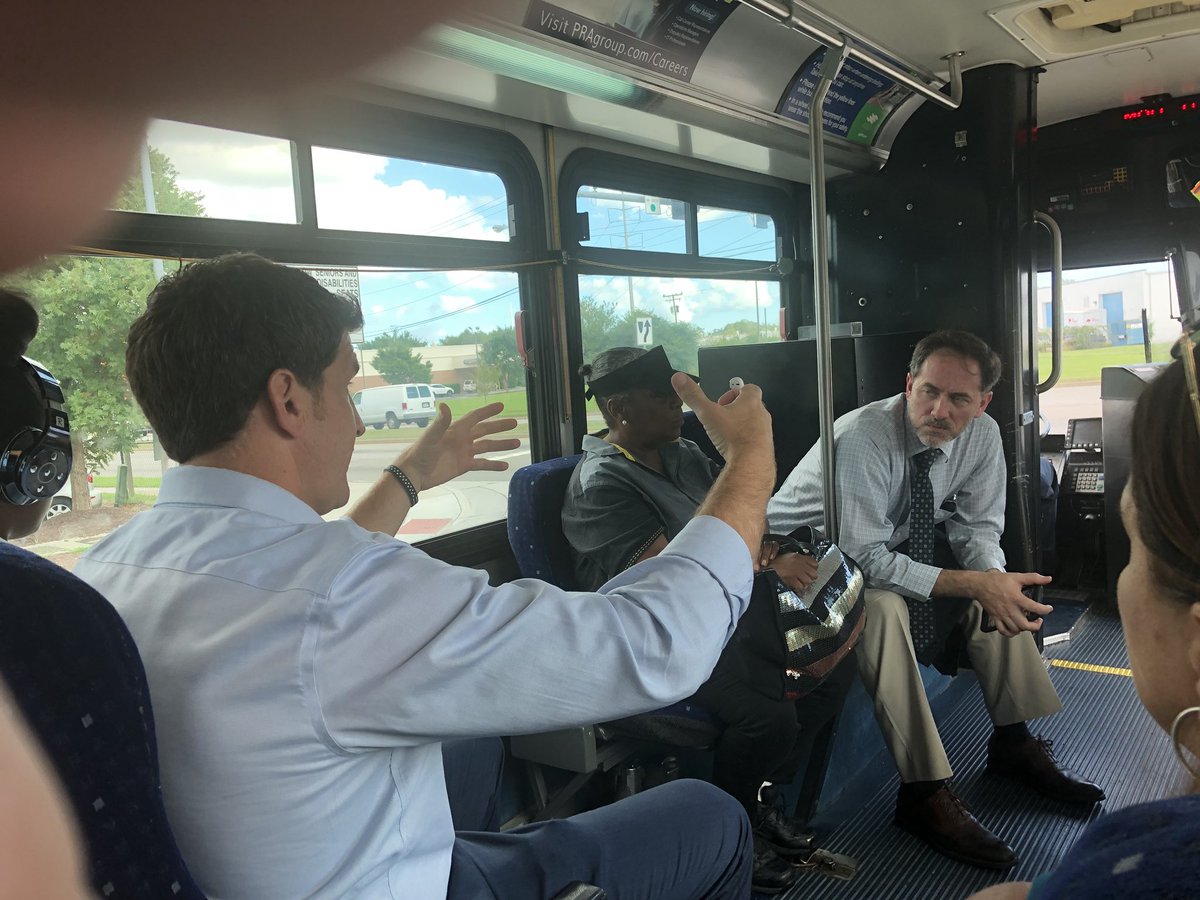HRT_GovRelation's tweet photo. Today we got Congressman  @Scotttaylorva on our busiest bus, the route 20. He had a few moments to speak with many riders who were utilizing @gohrt_com services to get to work. The complexities of local funding to provide a reliable service were one of the many topics with staff. https://t.co/UiHXcWd6wb