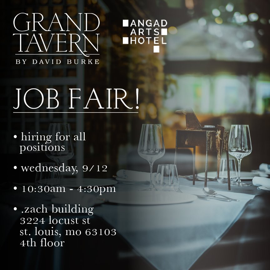 ESqHospitality's tweet photo. Hi St. Louis! We’re opening a new restaurant and looking for Floor Managers, Sous Chefs, Servers, Food Runners, Bussers, Bartenders, Hosts, and Kitchen Staff! If interested please stop by our Job Fair Wednesday September 12th, 2018 from 10:30AM to 4:30PM! https://t.co/OPHcDO9Dhl
