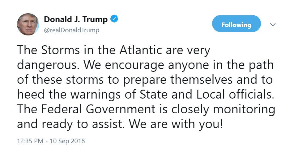 148) Here's the President's warning about the storm. #Qanon  https://twitter.com/realDonaldTrump/status/1039235839333679105