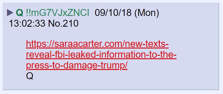 151)  #Qanon posted a link to an article by Sara Carter.