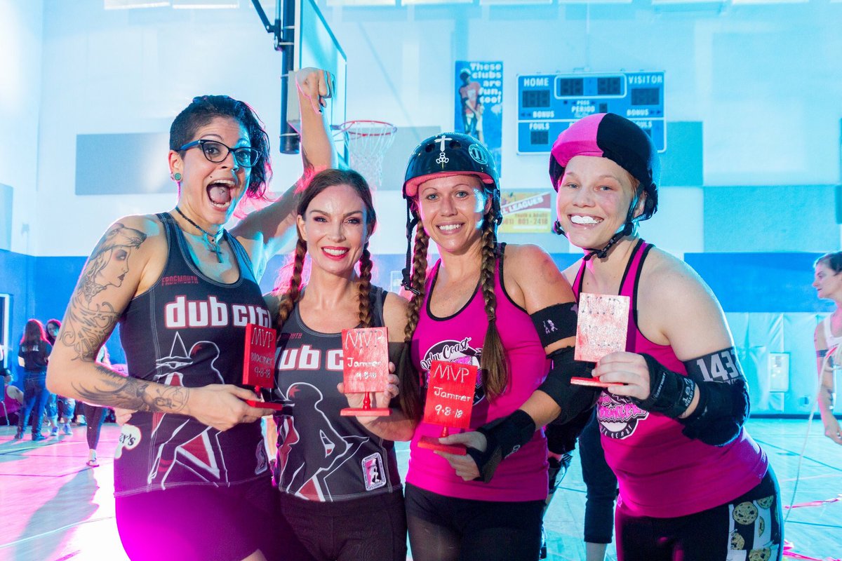 Dubcitywhatwhat's tweet photo. Congrats to our MVPs from Saturday's game against Palm Coast Beachside Brawlers! MVP J: Anna Sassin &amp; Holy Scrap; MVP B: Elastic Ass &amp; Millikin Cookies. Photo credit: Eric Vicaria https://t.co/TegiPMTEsK