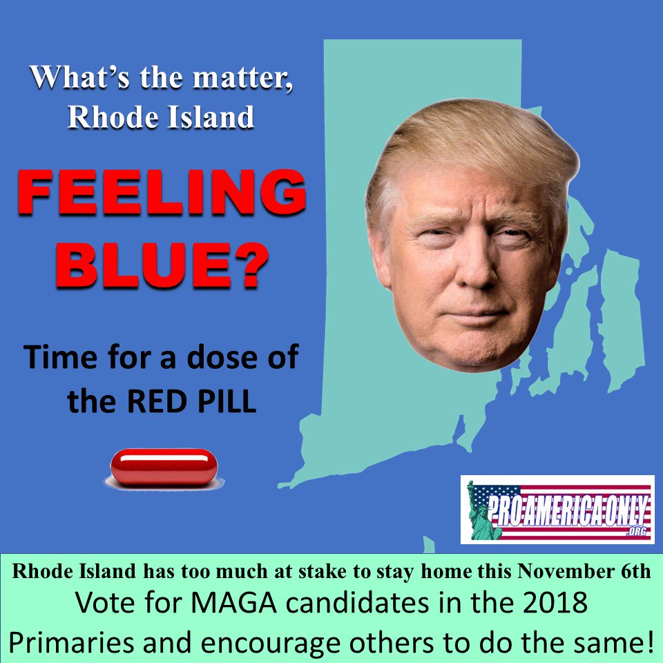 ProAmericaOnly's tweet photo. #RhodeIsland voters, are you ready to vote in the primary election this Wednesday?
#RhodeIsland #ConservativeVoters #RIElection #RIVoters #PrimaryElection #2018Midterms #MAGA #MAGA2018 #RedWave2018 #RedWaveRising #BlueWaveCrashing #AmericaFirst #POTUS45 #VoteRed #KAG #VoteMAGA https://t.co/kqtV8NGg35