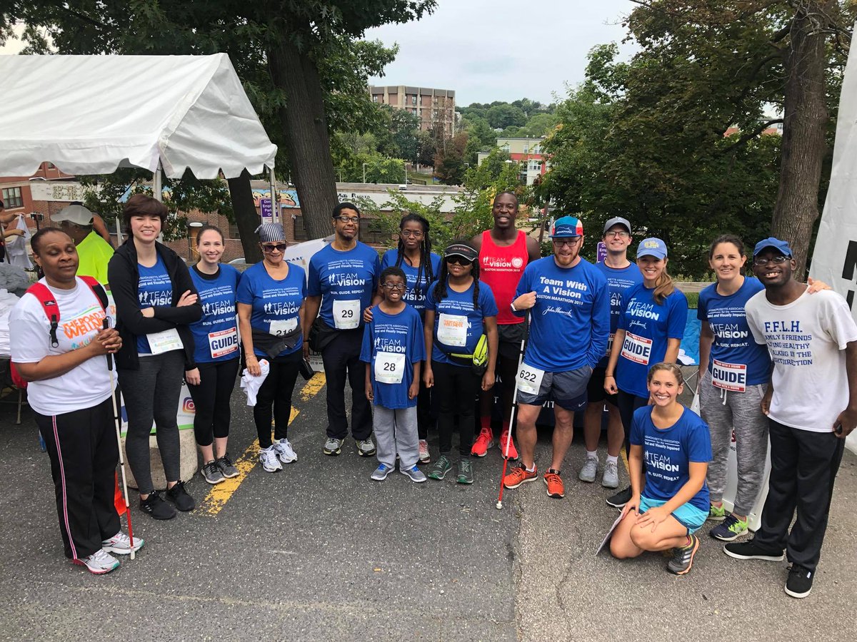 TeamWithAVision's tweet photo. We had a blast at Saturday's @TheDimockCenter #roadtowellness5k! Great weather, @TedyBruschiESPN sightings and a Visually Impaired Division for the win! Congrats to everyone! #RunGuideRepeat #adaptiverunning #5k https://t.co/VNZOqUSyg5