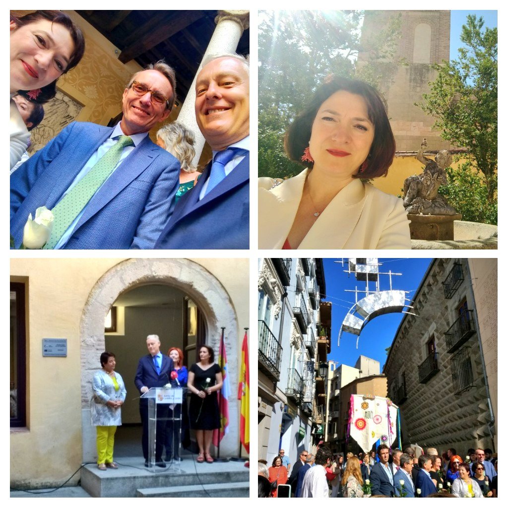 This morning at #HaySegovia18 with British Ambasador @SimonManleyFCO and Andy Mackay director of <a href="/esBritish/">British Council</a>.  Great art exhibitions including <a href="/juan_garaizabal/">Juan Garaizabal</a> 's sculptures. Beautiful #Segovia