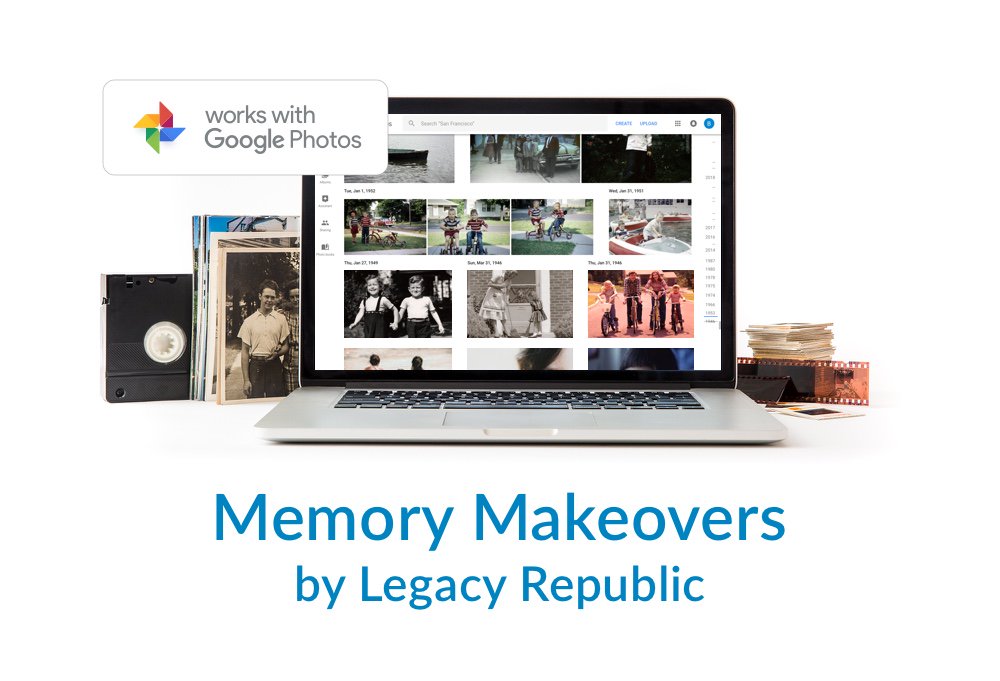 Reliving all your favorite memories just got easier. Digitize generations of vintage family photos and videos with a Memory Makeover Kit and relive the magic, all organized in your @GooglePhotos Library. Bring the past into the present. Get started at legacyrepublic.com.