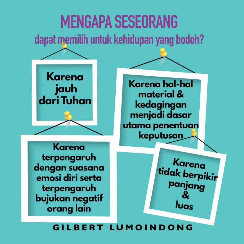 PastorGilbertL's tweet photo. Jangan sampai kita mau hidup dalam kebodohan !! https://t.co/vmox3JC6jJ
