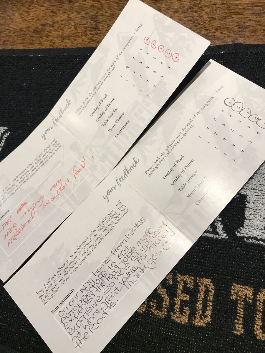 thatchnantwich's tweet photo. We ❤️ our customers! Here are 2 comment cards from today - 1 from an impromptu stop off for lunch and the other from a birthday celebration this evening 😊 #thethatch #cheshire #customerfeedback #cheshirefood #eatoutcheshire #cheshirepub #countrypub #weloveourcustomers https://t.co/quDlQttzNM