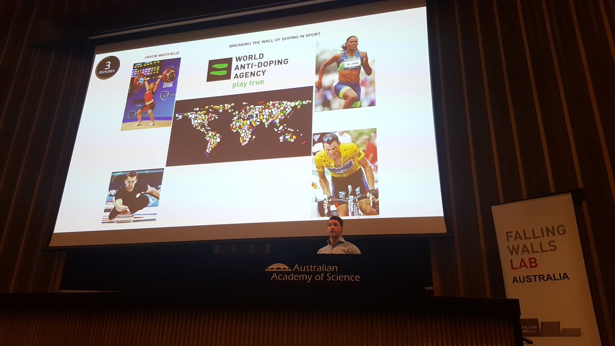 leilakhanjani's tweet photo. Interesting presentation by Jason Whitfield on breaking the wall of #doping in sport towards a #lessinvasive #drugtest in sport! #WADA @SienceAcademy @Falling_Walls #FallingWalls18 https://t.co/913mNvKdj5