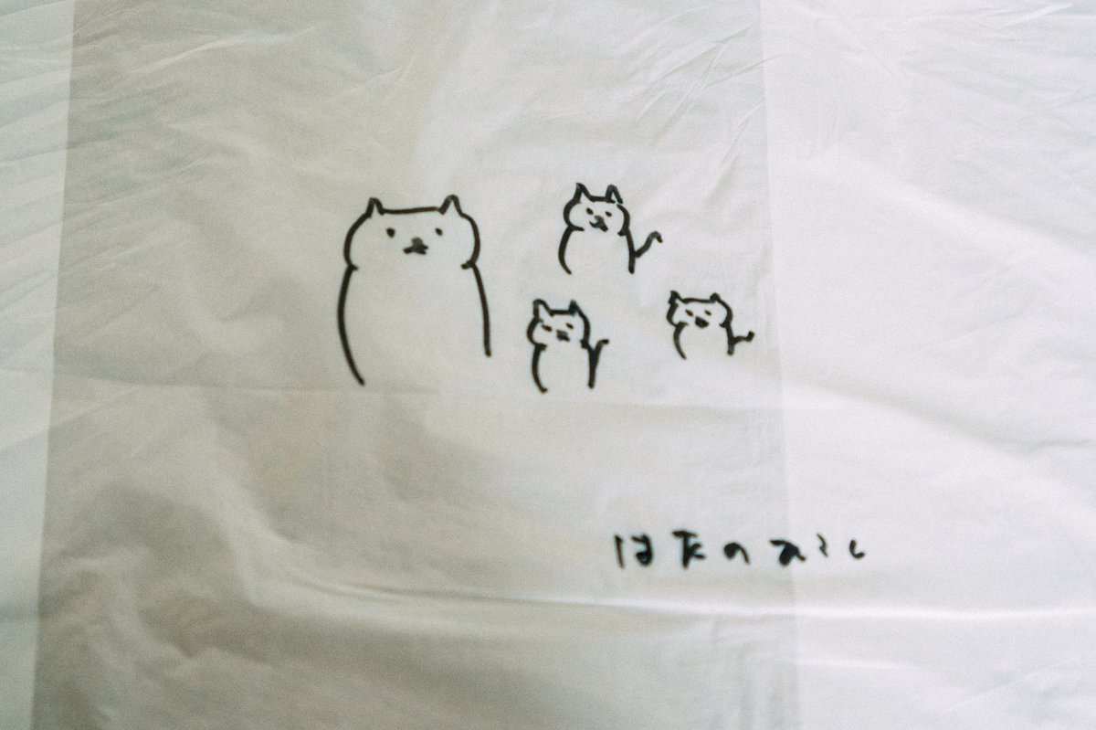 幡野 広志 على تويتر 息子がネコに囲まれていた うらやましい 翌朝 保育園に持っていくビニール袋にネコに囲まれる息子を描いた 息子の 名前を入れるところ また自分の名前をいれてしまった サインじゃないんだよ と妻に言われる