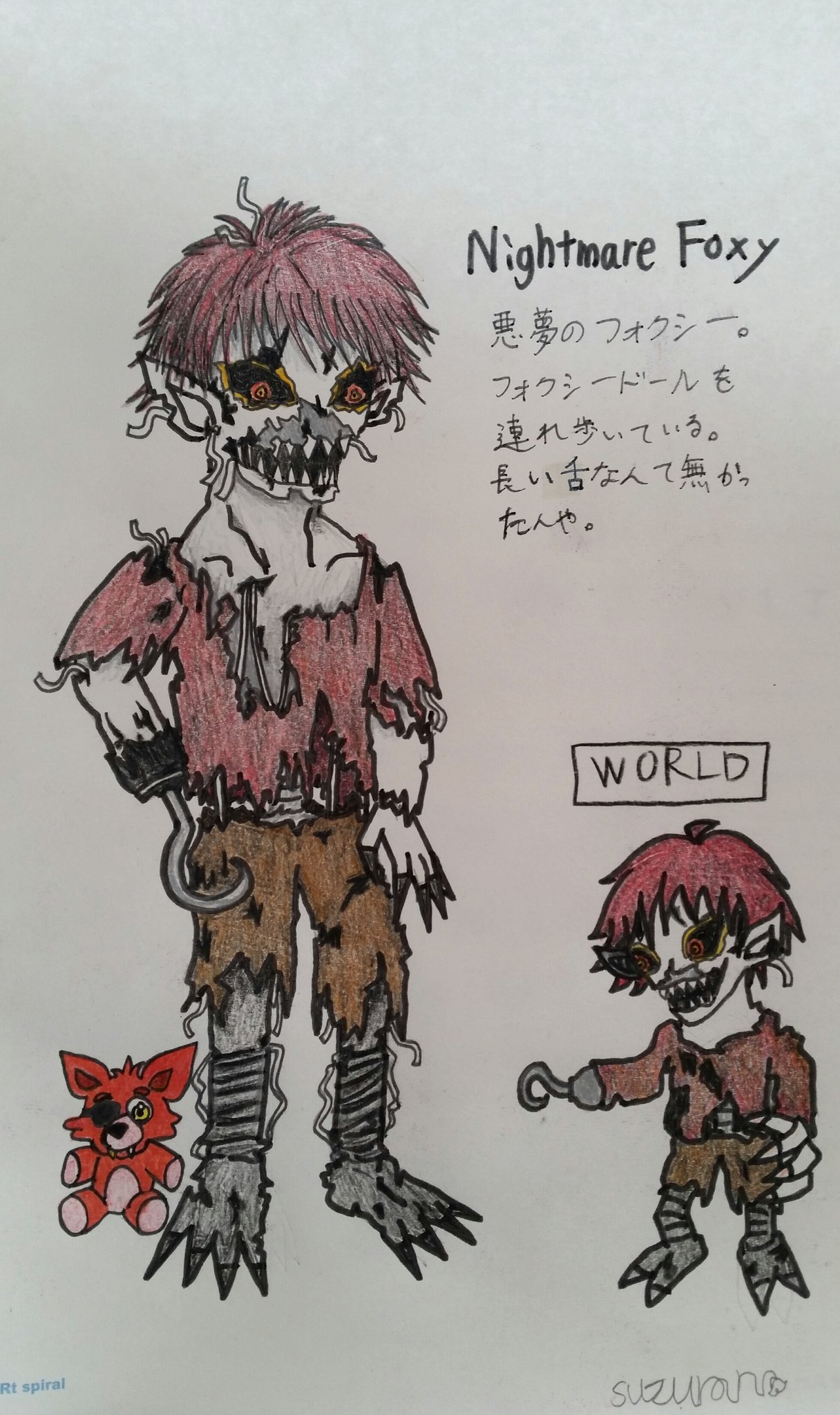 Twitter 上的 Suzuran 全アニトロ擬人化計画 Fnaf擬人化 ナイトメアフォクシー描けました 実は本体よりworldモデルの方が時間がかかりました 汗 次はナイトメアフレッドベアです T Co Kh92ffytef Twitter