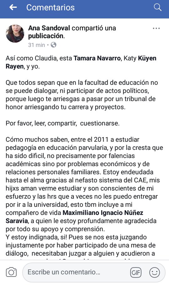 deboraweka's tweet photo. En la Facultad de Educación de la @udp_cl compañeras están siendo juzgadas por participar en una mesa de diálogo en la toma feminista de dicha Facultad #Udphaztecargo https://t.co/c2R4X3WKd4