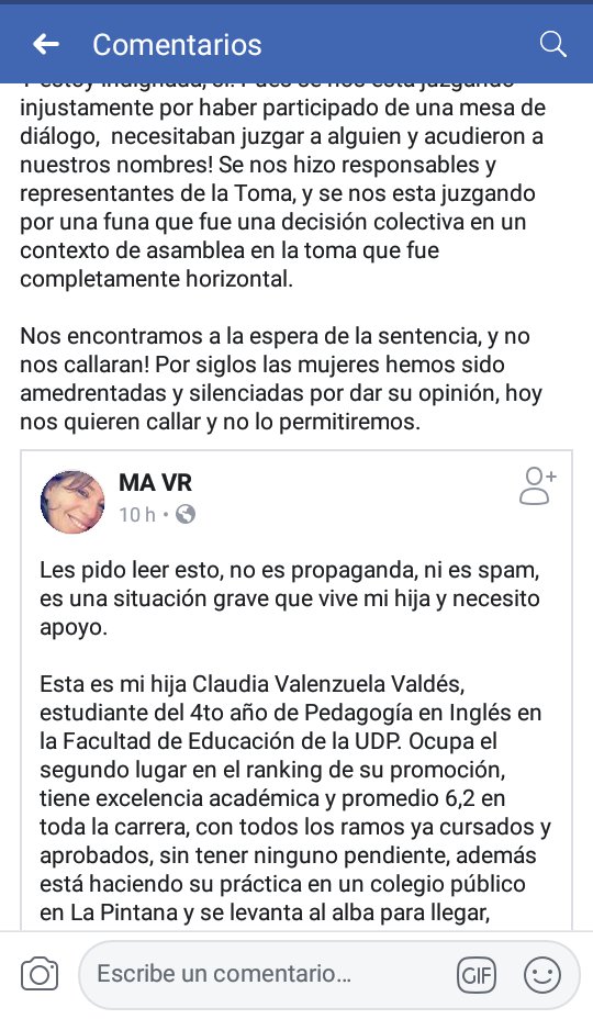 deboraweka's tweet photo. En la Facultad de Educación de la @udp_cl compañeras están siendo juzgadas por participar en una mesa de diálogo en la toma feminista de dicha Facultad #Udphaztecargo https://t.co/c2R4X3WKd4