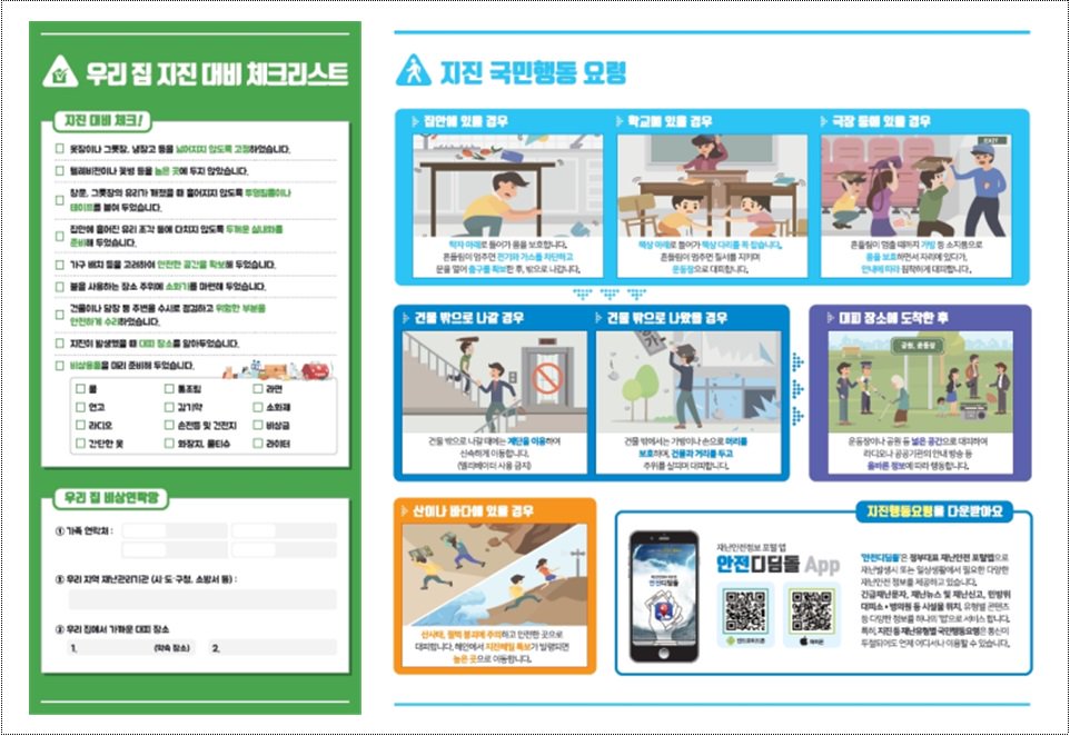 제408차 민방위의 날 지진대피훈련 안내입니다😄
 
○ 일 시 : 2018. 9. 12.(수) 14:00 ~ 14:20
○ 장 소 : 도촌동 주민센터
○ 주요내용 : 지진 발생 상황을 가정하여 
                     실내 대피 이후 건물 밖 대피장소로 이동

#성남시 #도촌동
