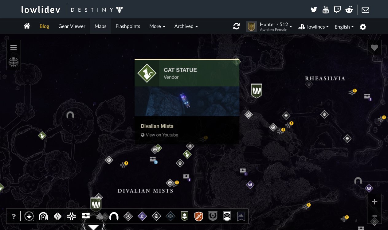 Lowlidev Destiny 2 Map Richard Deveraux On Twitter: "Added A Bunch More Stuff To The Dreaming City  Map And Customized The Marker Icons To Make It Easier To Distinguish Stuff.  Ie Cat Statues Now Have A