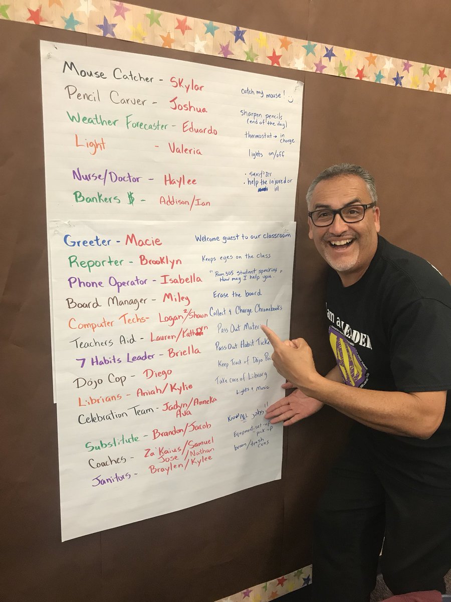 As a Leader In Me School, we value having students as leaders in the classroom every day! How are student leadership roles integrated into your daily class routine? Every student in Room 305 leads! #AVFollowMyLead #TCSDshare  #TLIM <a href="/hsilva13/">Heather Silva</a> <a href="/BenCooper559/">Ben Cooper</a> <a href="/JesseHe83686548/">Jesse Hernandez</a>