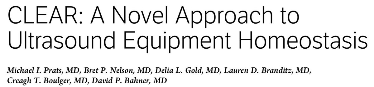 jeff_sono's tweet photo. J-Club: The CLEAR protocol (clean, locate, energize, augment supplies, and remove patient identifiers) helps #POCIUS machine homeostasis and readiness #AllStar authors: @CreaghB @PratsEM @bretpnelson @DGoodAsGold #DavidBahner https://t.co/tmFUfQMOX5