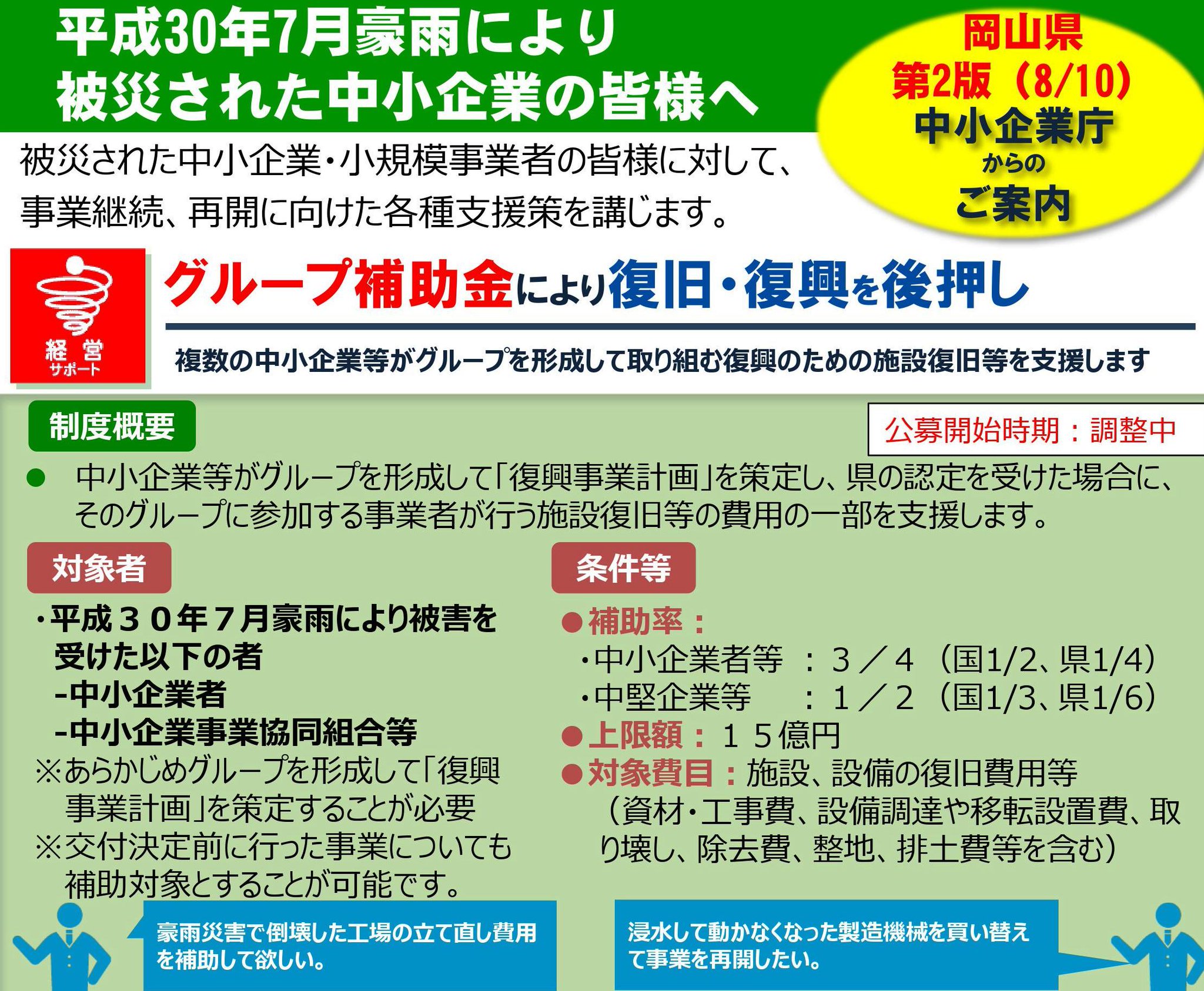 総社商工会議所 on Twitter "【被災企業への支援／グループ補助金】被災した企業を支援する「グループ補助金