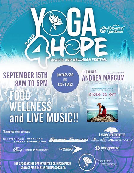 EyesOnWindsor's tweet photo. This Year @T2BWindsor Has Taken Over #Yoga4Hope AND It has Evolved Into A Cool Health & Wellness Festival, This Year's Headliner is @TheAndreaMarcum Author of #CloseToOm, It All Happens Sept 15 #YQG https://t.co/DGRaraZyTs https://t.co/RCxSQHgmWy