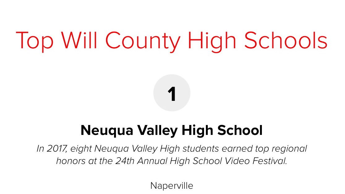 NeuquaValley's tweet photo. Where there’s a Will there’s a Way: @chicagomag ranks NVHS #1: https://t.co/HJm0WVk0OM https://t.co/PgVZjAhGKJ