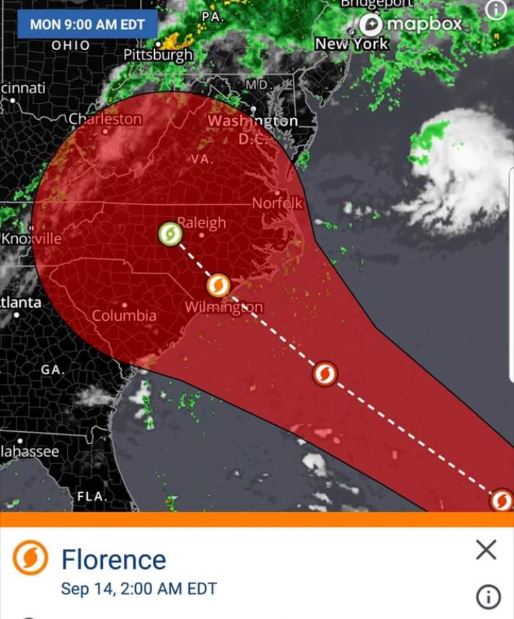Sammyknip's tweet photo. The eye of Florence is coming straight for me 😳😳 https://t.co/OGjg5gOtJ3
