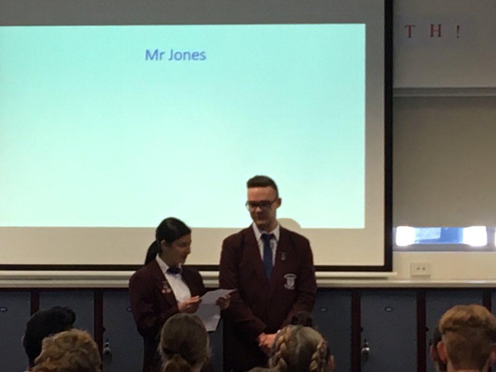 BedePolding's tweet photo. Year 12 students said goodbye to Principal Kevin Jones, recalling his significant contribution to the College, in a presentation at today's Form Meeting https://t.co/Z80ywpNLAK