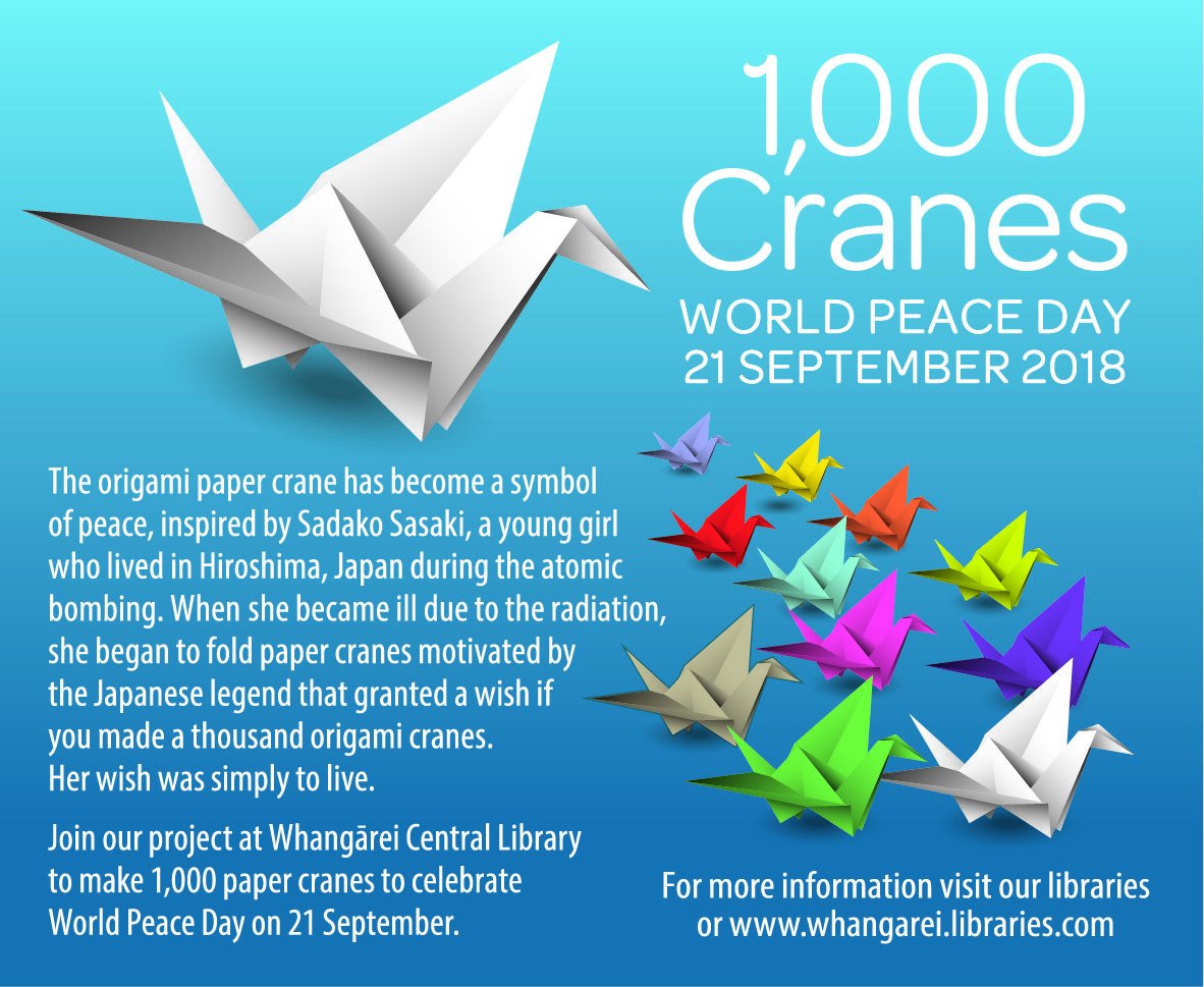 Help us make 1,000 origami cranes in time for World Peace Day on 21 September
Read the inspirational story of Sadako Sasaki - Her wish was simply to live - Get involved: buff.ly/2MjFsi9