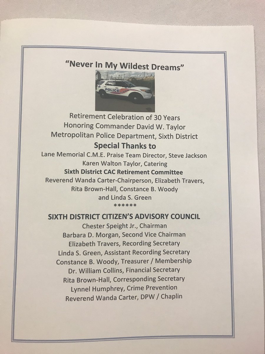 W7TandI's tweet image. Happy Retirement Commander Taylor! #30YearsOfService #Ward7 @VinceGrayWard7 @MzSherice @rcoomber @Siraaj_CEO_SMSB @DDouglasANC7D03 @joanneprue41 @NE_DC_11 @DCMOCRS @kpkindc @BlairTamara @VoteValentineRT @LightWerk @Chaplin_HopeTA @MarshallHeights @OnTheTerraceDC @deanwooddca