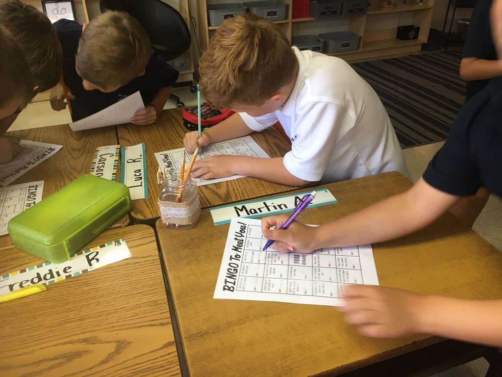MsGrieco's tweet photo. Some beginning of the year activities from our first week... exploring our classroom and reading area, Bingo to Meet You and Number Talks! #hcdsb #firstweekactivities @stgabrielhcdsb https://t.co/hwZO6jmCzk
