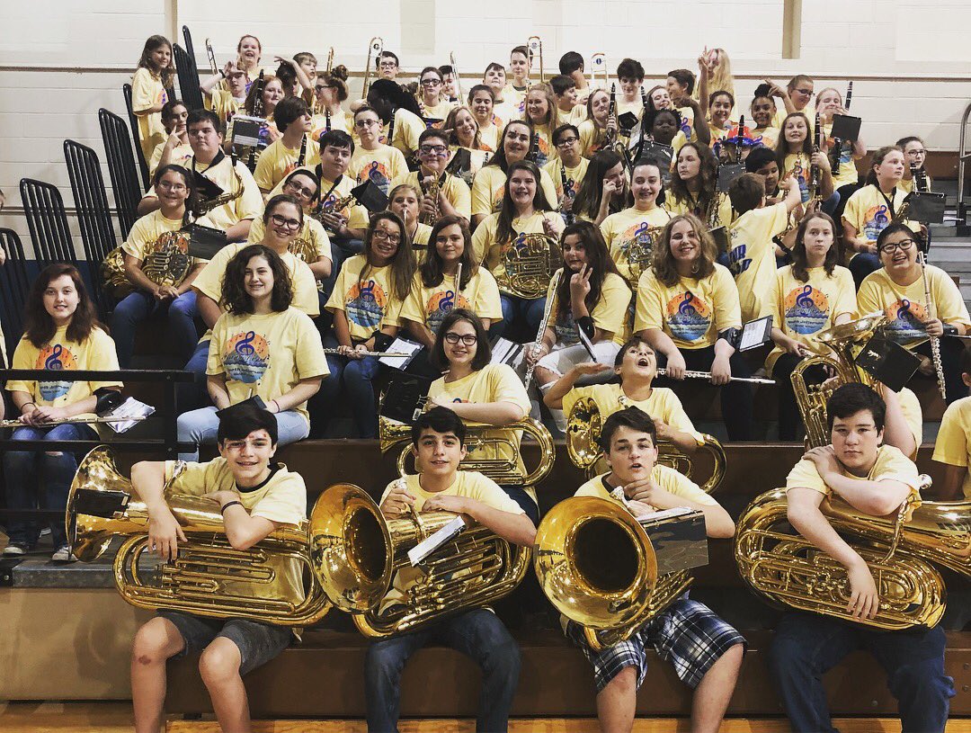 njmsband's tweet photo. Our first pep-rally in in the books! So much fun, Jammin’ in the stands, cheering on our @NJMSMiddle Blue Devils!!! #ourband #njmsbdblife https://t.co/h6nsWg9LxG