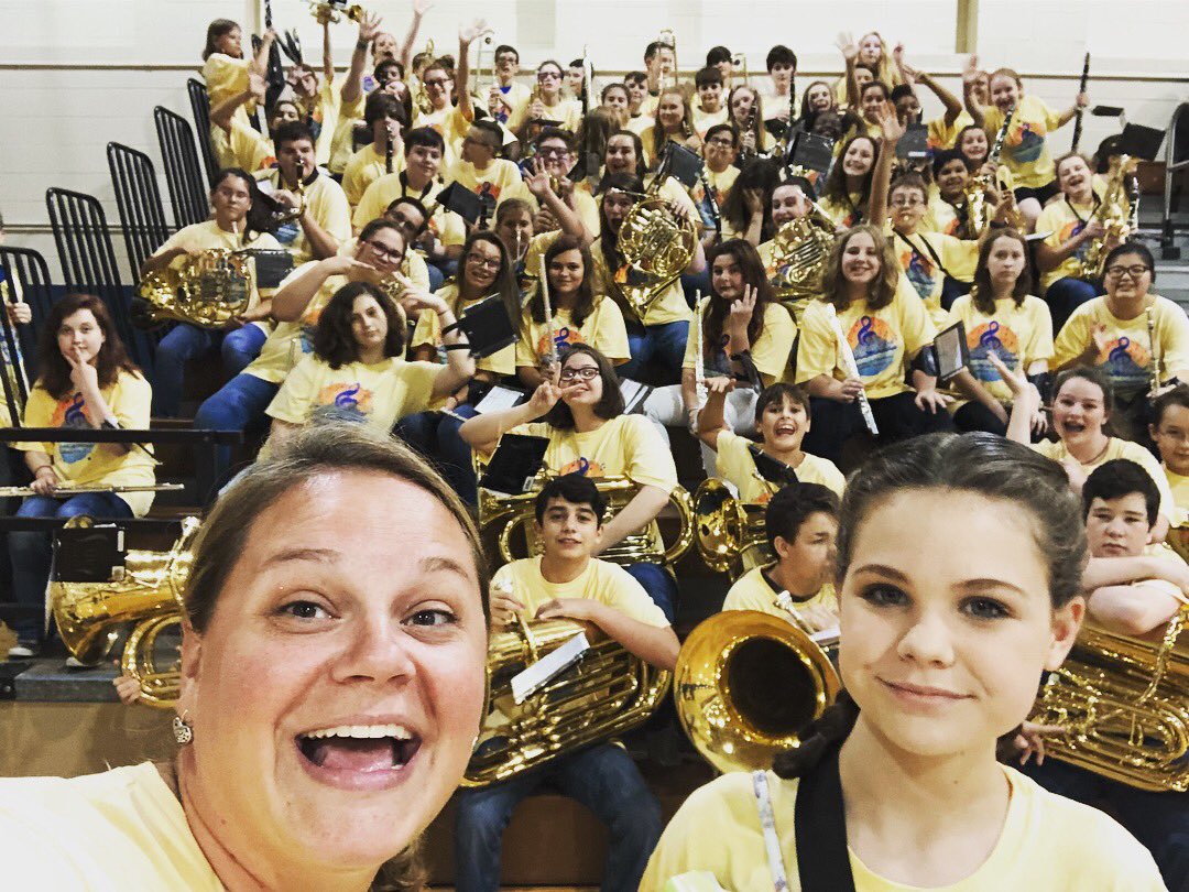 njmsband's tweet photo. Our first pep-rally in in the books! So much fun, Jammin’ in the stands, cheering on our @NJMSMiddle Blue Devils!!! #ourband #njmsbdblife https://t.co/h6nsWg9LxG