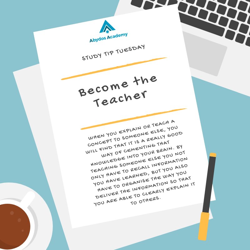 AbydosAcademy's tweet photo. Teaching others will help you articulate ideas and help them stick in your mind.
#hardwork #studytiptuesday #studytip #study #universitysuccess #academic #college #success #focus #education #educationiskey #learning #learnmoretoday https://t.co/h79rscz60k