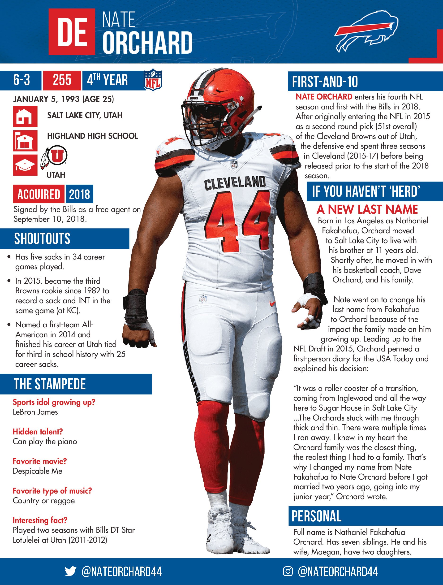 Ung Socialisme Natur Buffalo Bills PR on Twitter: "Signed: DE Nate Orchard (one-year deal)  Released: DT Adolphus Washington More info on the @buffalobills newest edge  rusher: https://t.co/NXcRMS4pLb" / Twitter