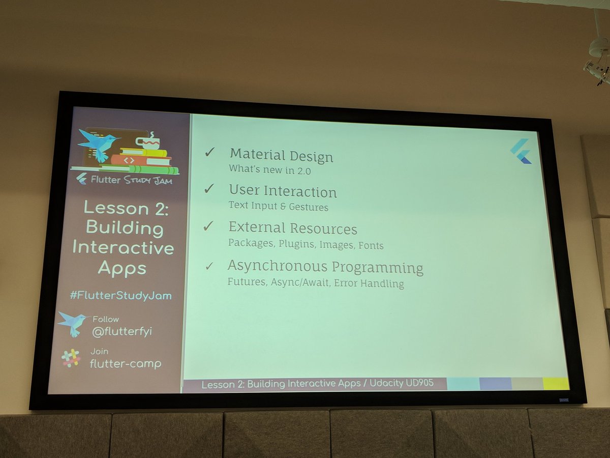 nitya's tweet image. Watching @martin_rybak do a recap of Lesson 2 for #udacity #FlutterStudyJam .. to build @flutterio apps