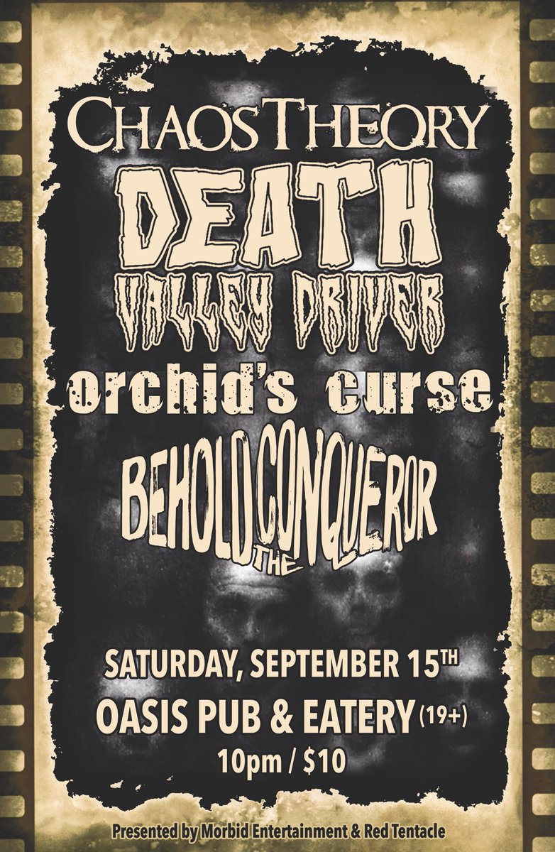 Red Tentacle (@redtentacle_) on Twitter photo This Saturday at <a href="/OasisPub/">Oasis Pub and Eatery</a> in #Halifax: <a href="/chaostheoryband/">CHAOS THEORY</a>, @deathnrollpei, <a href="/OrchidsCurse/">Orchid's Curse</a>, and <a href="/BeholdTheBand/">Behold The Conqueror</a>. 10pm / $10
facebook.com/redtentacle/ev… This Saturday at <a href="/OasisPub/">Oasis Pub and Eatery</a> in #Halifax: <a href="/chaostheoryband/">CHAOS THEORY</a>, @deathnrollpei, <a href="/OrchidsCurse/">Orchid's Curse</a>, and <a href="/BeholdTheBand/">Behold The Conqueror</a>. 10pm / $10
facebook.com/redtentacle/ev…