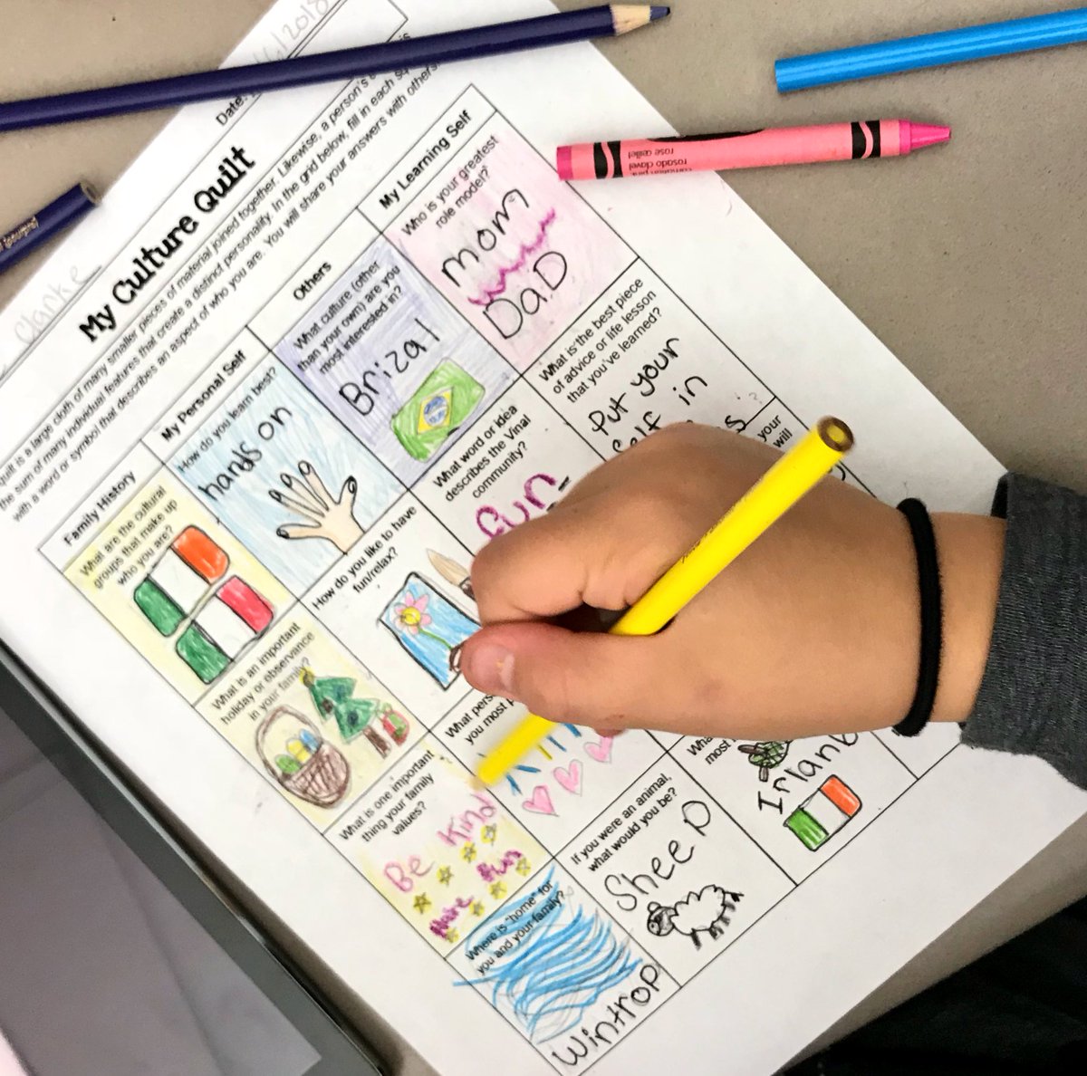 Miss_Keougah's tweet image. Working on our #ClassCultureQuilt. Love this as a way to get to know each student’s individual culture and how they contribute to our class community. Can’t wait to share the finished product! #BuildingCommunity #GettingToKnowEachOther