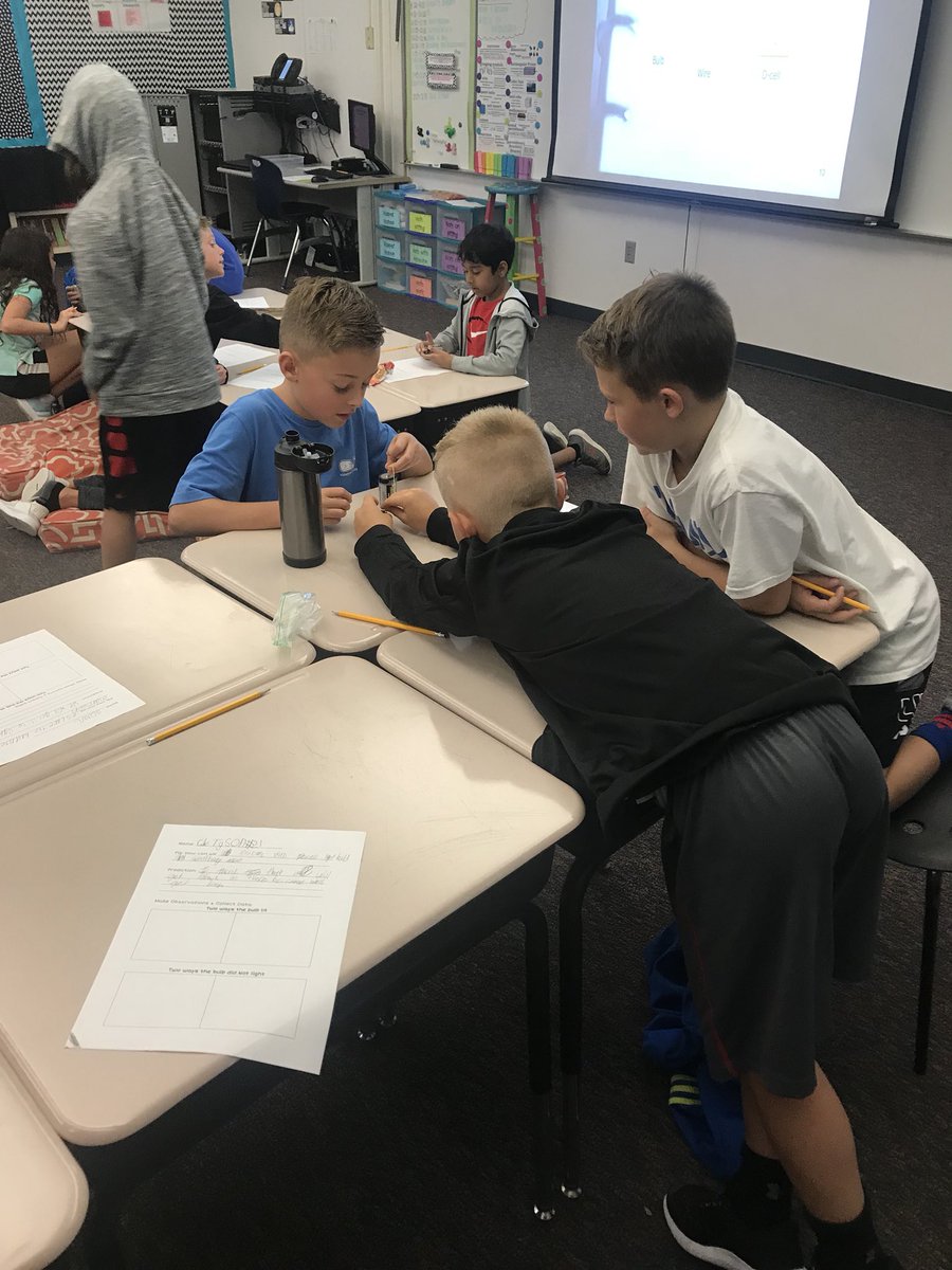 Kicked off our electricity unit today by trying to figure out how to light a light bulb using only a d-cell battery, wire, &amp; bulb! 💡