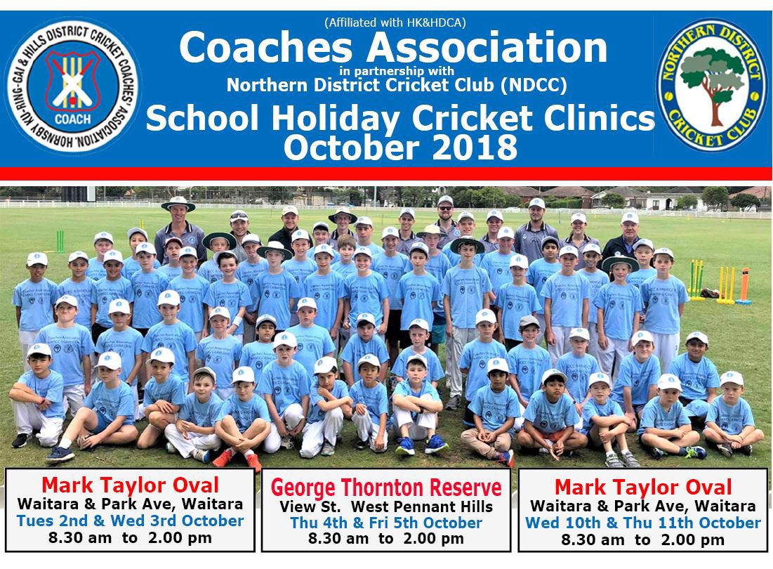 HKHDCCA's tweet photo. Register now for our junior cricket clinics in Oct-18 school holidays – see flyer – https://t.co/RYh1WL9bMG
@HKHDCCA has conducted enjoyable cricket clinics since 2010 for players aged 6-14 years.
@JimWilsonTV @BerowraCC  @wphccc @AndrewMiedler @NDCC1925 @stiveswahroonga @HKHDCA https://t.co/nxC6KsytVf
