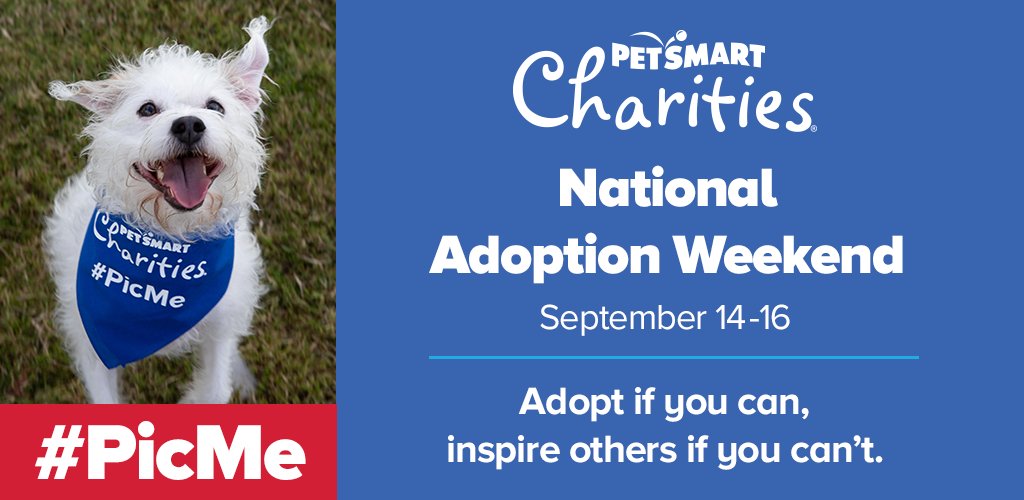 Join us this weekend Sept. 14-16 for the @PetSmartChariTs #NationalAdoptionWeekend #PicMe #adoptlove